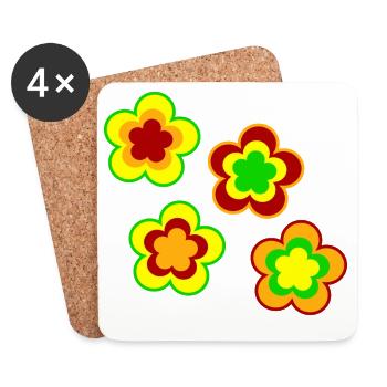 des années 70 motif de fleur - Dessous de verre (lot de 4) - blanc - Devant