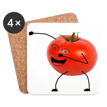 tomate mit geischt - Untersetzer (4er-Set) - Weiß - Vorne