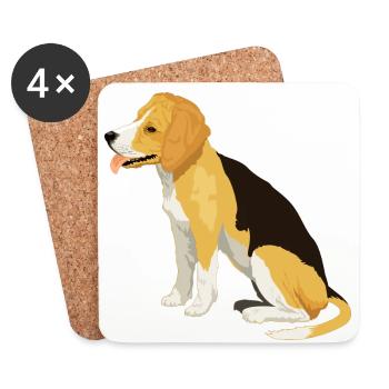 Black Yellow Dog Beagle Pet Animal Mammal Fur - Coasters (set of 4) - white - Front
