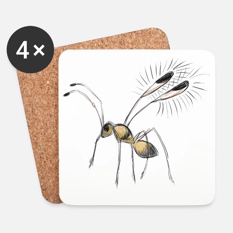 Tiny Fairyfly drawing - Coasters (set of 4) - white