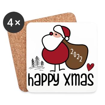 Festlicher Weihnachts-Santa - Untersetzer (4er-Set) - Weiß - Vorne