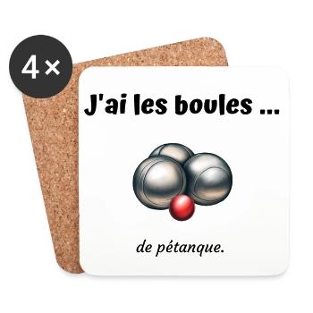 J ai les boules de pétanque - Dessous de verre (lot de 4) - blanc - Devant