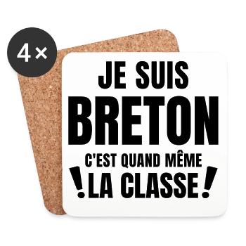 Bretagne, Bretagne humour, bonnet rouge - Dessous de verre (lot de 4) - blanc - Devant