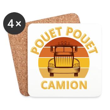 camion, routier, camionneur - Dessous de verre (lot de 4) - blanc - Devant