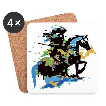 Reiter Pferd bunt - Untersetzer (4er-Set) - Weiß - Vorne