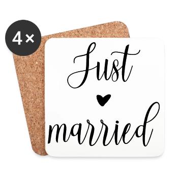 Just married with heart - Coasters (set of 4) - white - Front