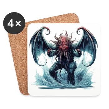 Cthulhu Cosmic Horror Fantasy Motif - Coasters (set of 4) - white - Front