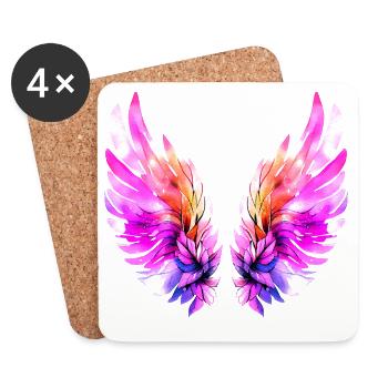 Leuchtend rosa Engelsflügel - Coasters (set of 4) - white - Front