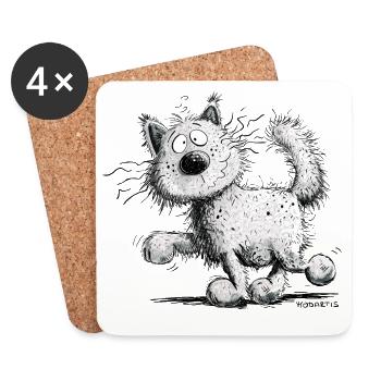 Drollige Katze I Maine Coon - Untersetzer (4er-Set) - Weiß - Vorne