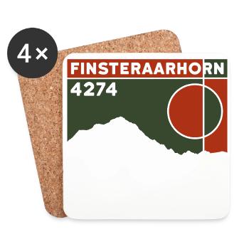 Finsteraarhorn Berner Oberland Skitour Wandern - Untersetzer (4er-Set) - Weiß - Vorne