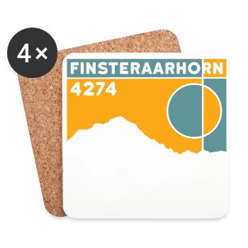 Finsteraarhorn Berner Oberland Skitour Wandern - Untersetzer (4er-Set) - Weiß - Vorne