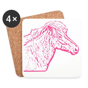 Horse pink pink - Coasters (set of 4) - white - Front