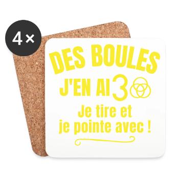 pétanque, bouliste, club de pétanque - Dessous de verre (lot de 4) - blanc - Devant