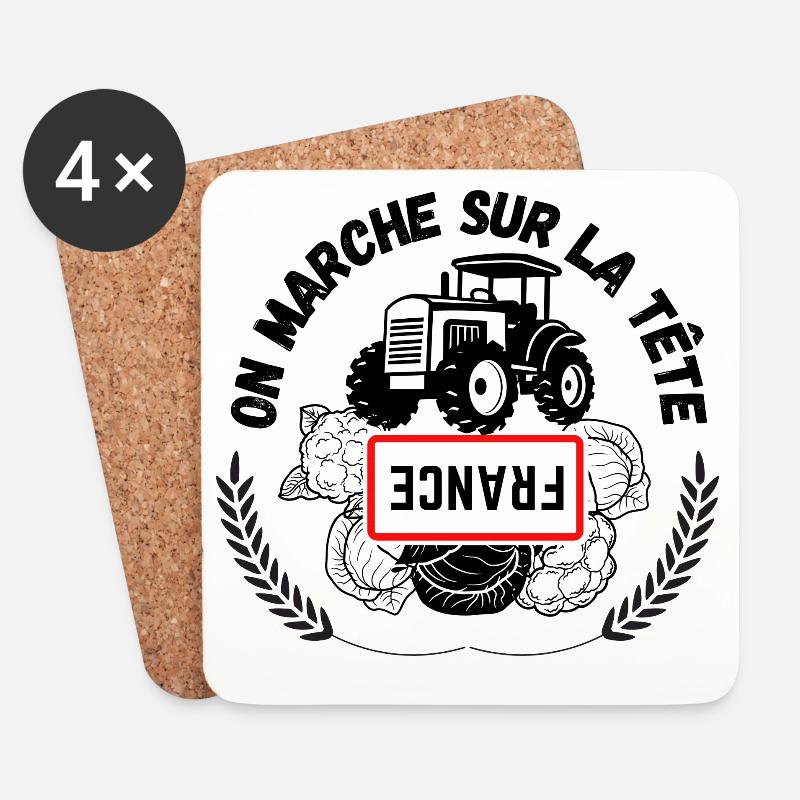 Agriculteurs français - Dessous de verre (lot de 4) - blanc