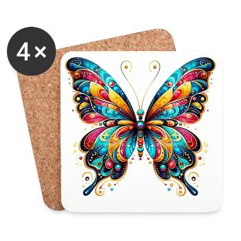 Papillon - Dessous de verre (lot de 4) - blanc - Devant