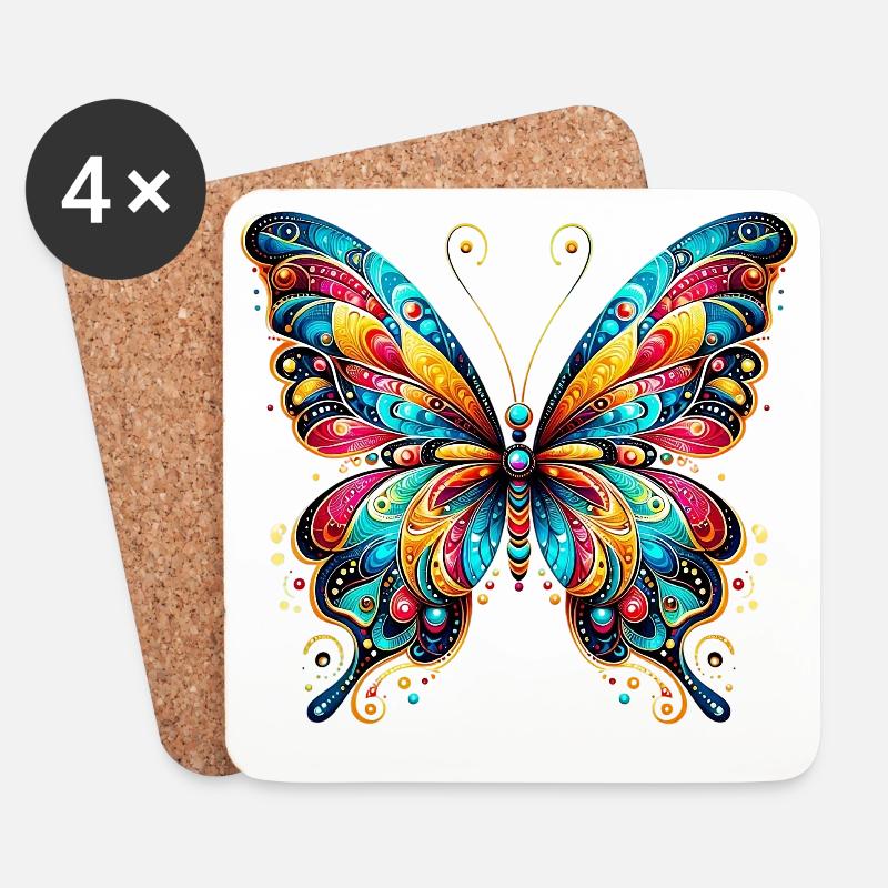 Schmetterling - Untersetzer (4er-Set) - Weiß