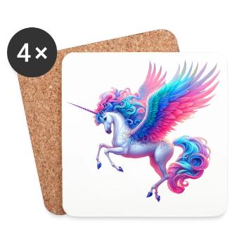 Licorne (02) - Dessous de verre (lot de 4) - blanc - Devant