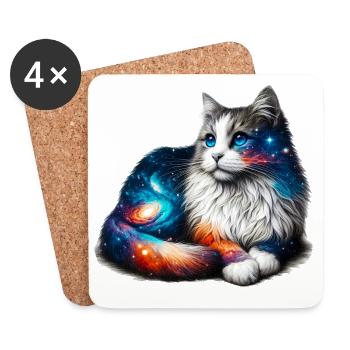Katze - Untersetzer (4er-Set) - Weiß - Vorne
