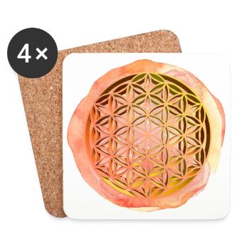 Lebensblume 3D - Untersetzer (4er-Set) - Weiß - Vorne