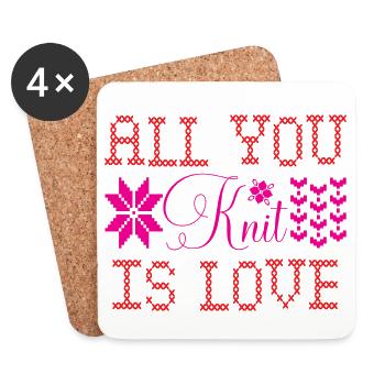 All You Knit Is Love - Stricken Geburtstag - Untersetzer (4er-Set) - Weiß - Vorne