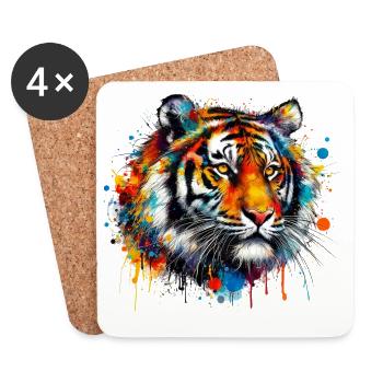 Tigre - Dessous de verre (lot de 4) - blanc - Devant