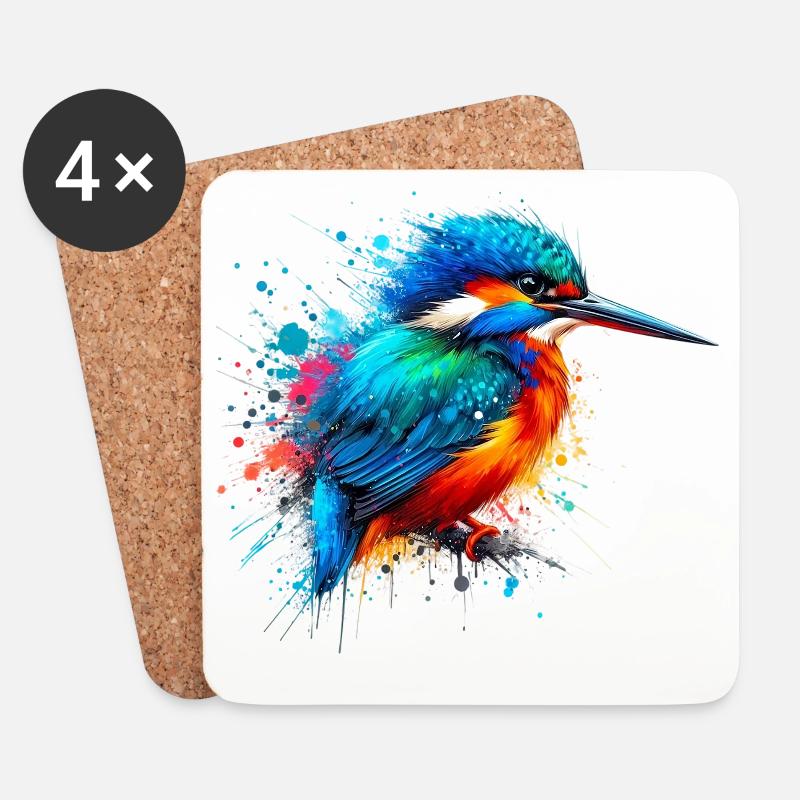 Eisvogel - Untersetzer (4er-Set) - Weiß