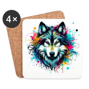 Wolf - Coasters (set of 4) - white - Front