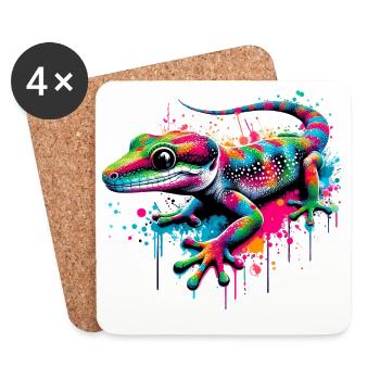 Gecko - Untersetzer (4er-Set) - Weiß - Vorne