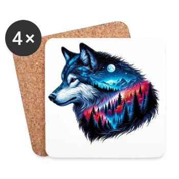 Loup - Dessous de verre (lot de 4) - blanc - Devant