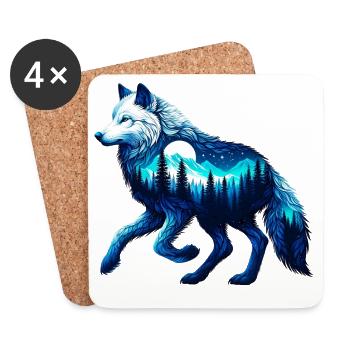 Loup - Dessous de verre (lot de 4) - blanc - Devant