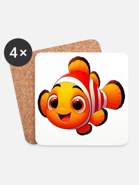 Clownfisch - Untersetzer (4er-Set) - Weiß
