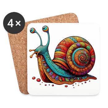 Escargot - Dessous de verre (lot de 4) - blanc - Devant