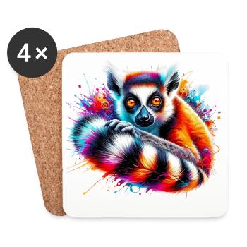 Lemur - Untersetzer (4er-Set) - Weiß - Vorne