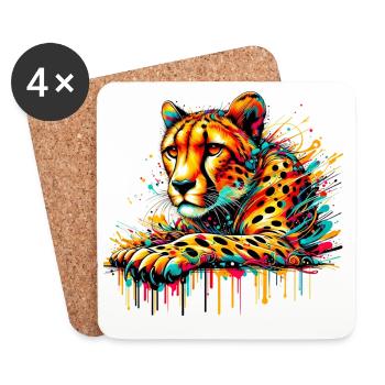 Guépard - Dessous de verre (lot de 4) - blanc - Devant
