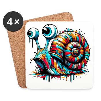 Escargot - Dessous de verre (lot de 4) - blanc - Devant