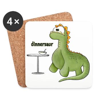 Dinosaurier Wortspielerei - Untersetzer (4er-Set) - Weiß - Vorne