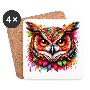 Hibou - Dessous de verre (lot de 4) - blanc - Devant