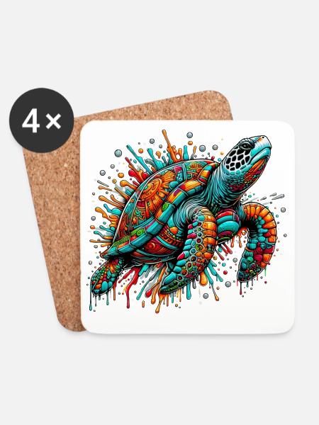 Turtle - Coasters (set of 4) - white