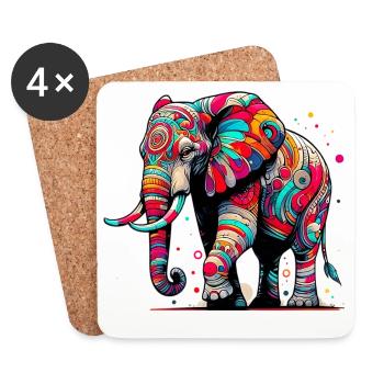 Elefant - Untersetzer (4er-Set) - Weiß - Vorne