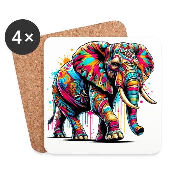 Elefant - Untersetzer (4er-Set) - Weiß - Vorne