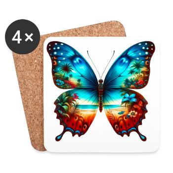 Schmetterling - Untersetzer (4er-Set) - Weiß - Vorne