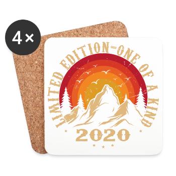 Jahrgang 2020 Retro 2020 Geburtstagsgeschenk 2020 - Untersetzer (4er-Set) - Weiß - Vorne