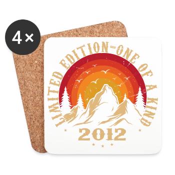 Vintage 2012 Rétro 2012 Cadeau anniversaire 2012 - Dessous de verre (lot de 4) - blanc - Devant