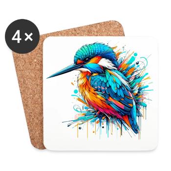 Martin-pêcheur - Dessous de verre (lot de 4) - blanc - Devant