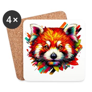 Kleiner Panda - Untersetzer (4er-Set) - Weiß - Vorne