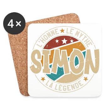 Simon the Man The Myth Gift Humor - Coasters (set of 4) - white - Front
