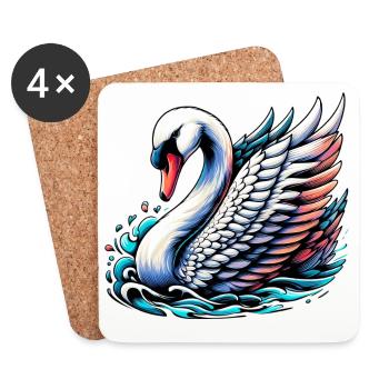 Cygne - Dessous de verre (lot de 4) - blanc - Devant
