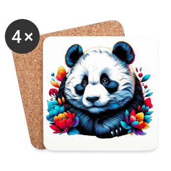 Panda - Dessous de verre (lot de 4) - blanc - Devant