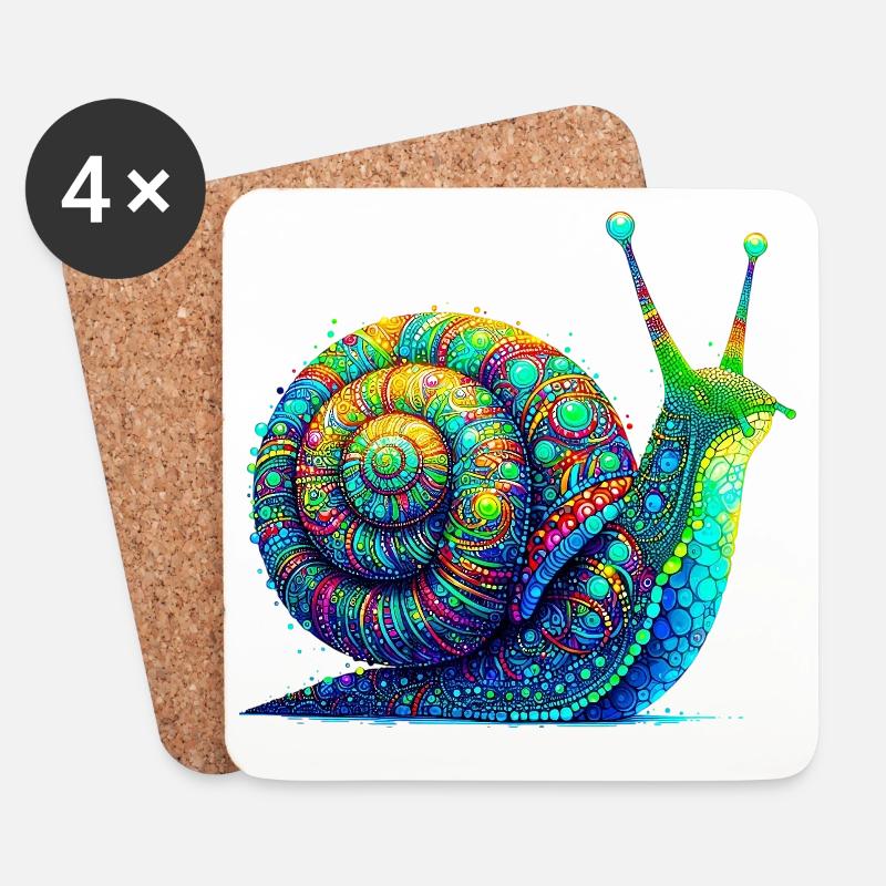 Schnecke - Untersetzer (4er-Set) - Weiß