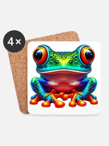 Frosch - Untersetzer (4er-Set) - Weiß